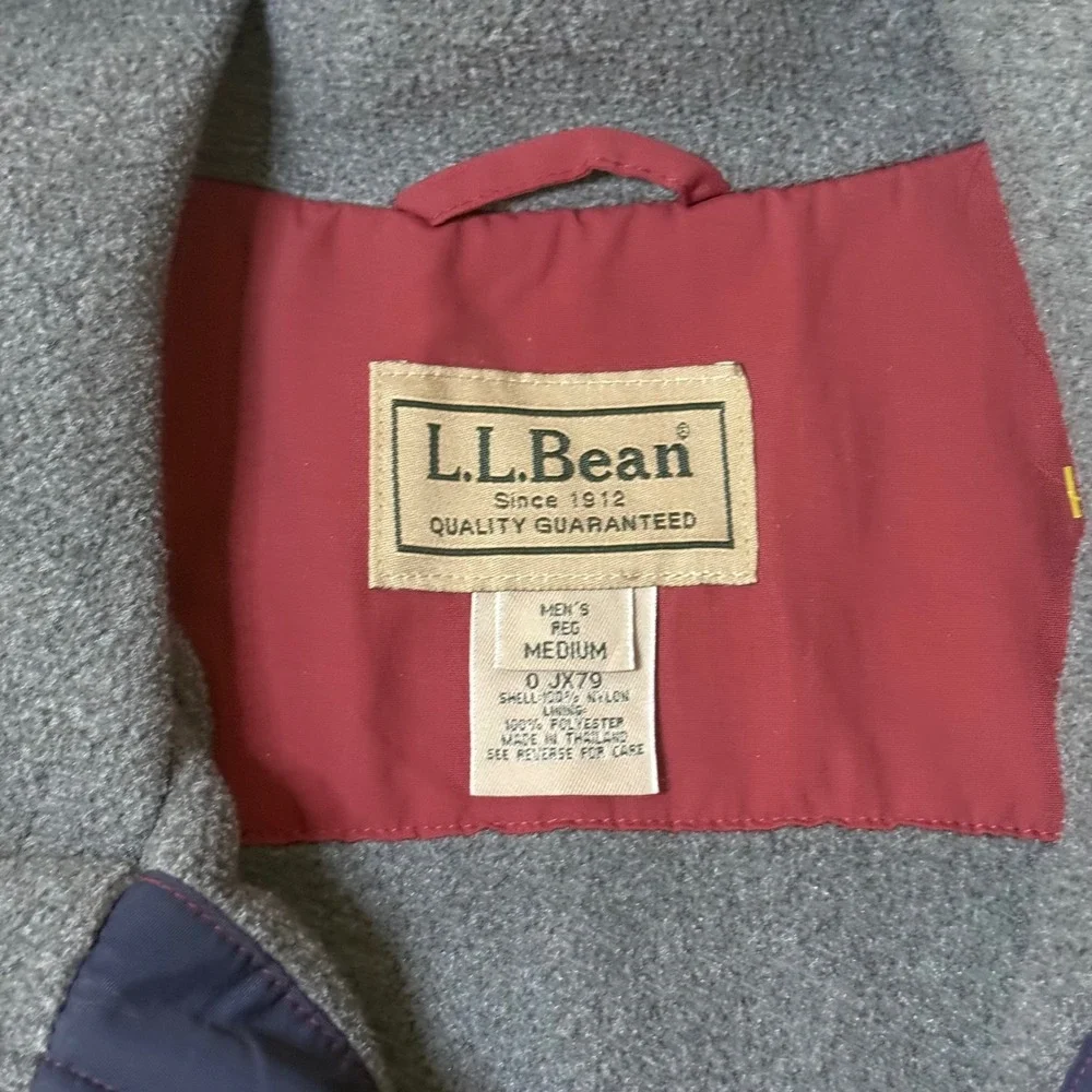 LL Bean Warm-Up Vest Men Medium Red Fleece Lined Nylon Full Zip Outdoor 0JX79
